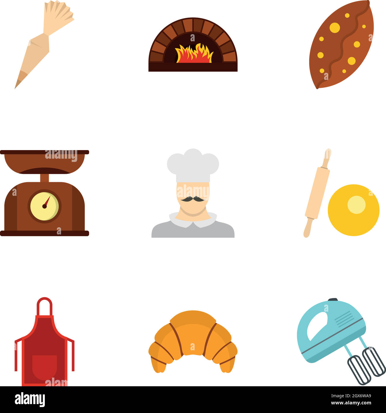 Ensemble d'icônes de produits à base de farine, style plat Illustration de Vecteur