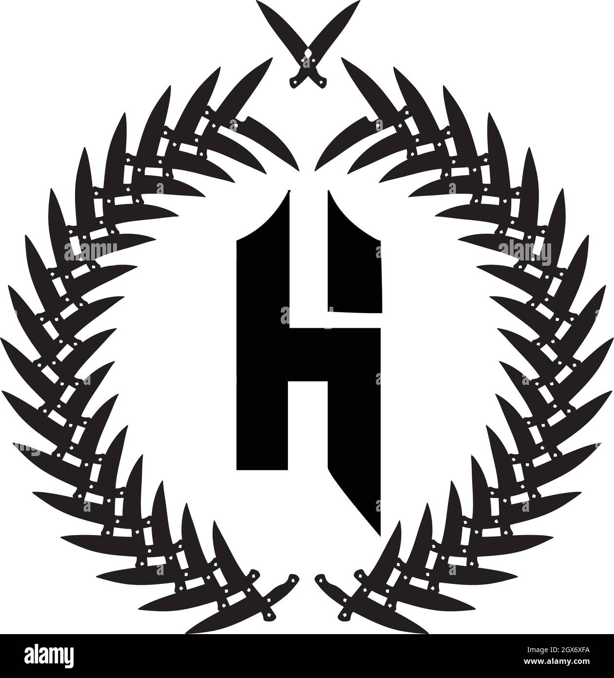 logo lettre h avec icône en forme de couteau pour une utilisation sur illustration Illustration de Vecteur