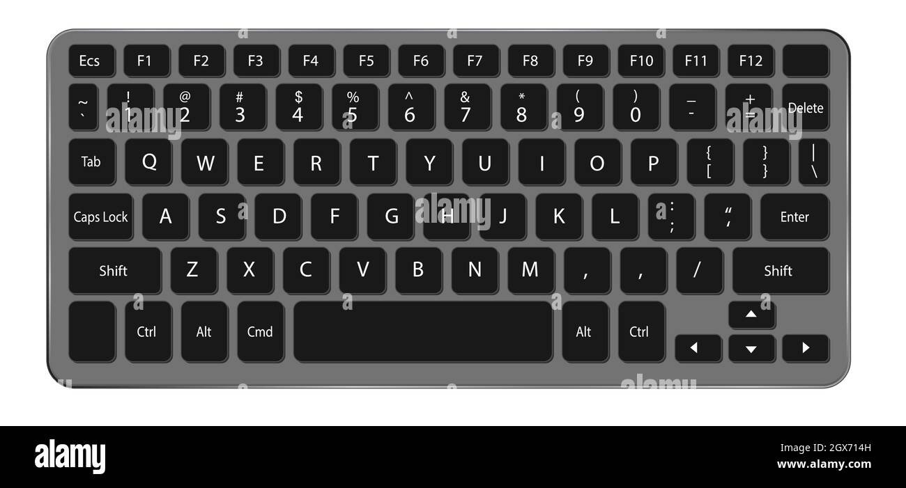 Vue de dessus d'un clavier d'ordinateur avec fond blanc - Vector Illustratio Illustration de Vecteur