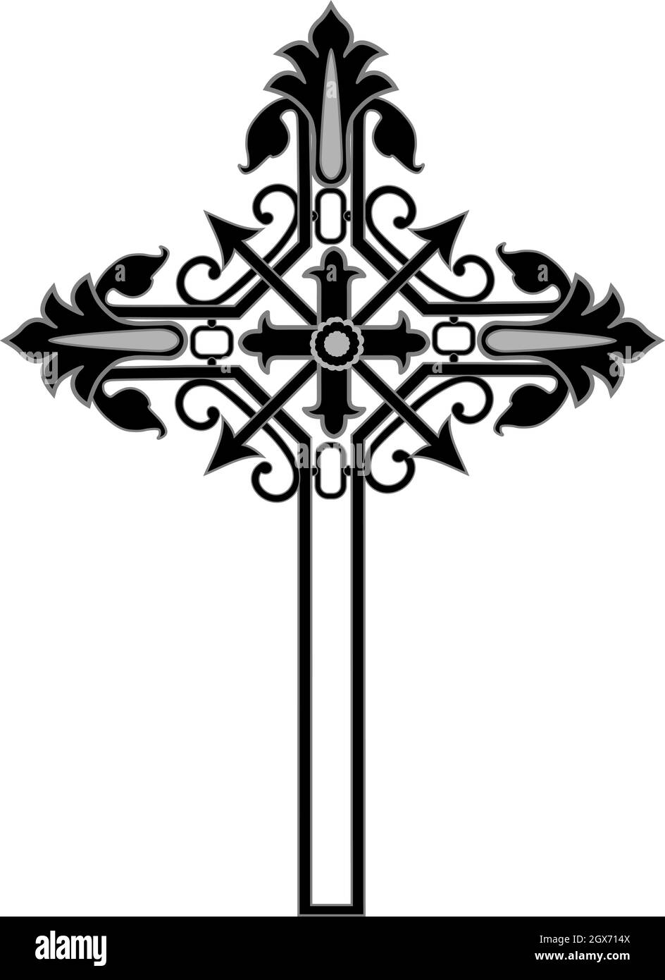 Croix de style de métal chrétien gothique médiéval - Illustration vectorielle Illustration de Vecteur