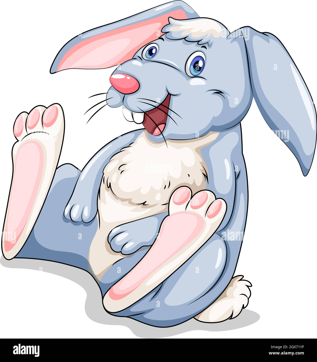 Lapin bleu de pâques riant Illustration de Vecteur