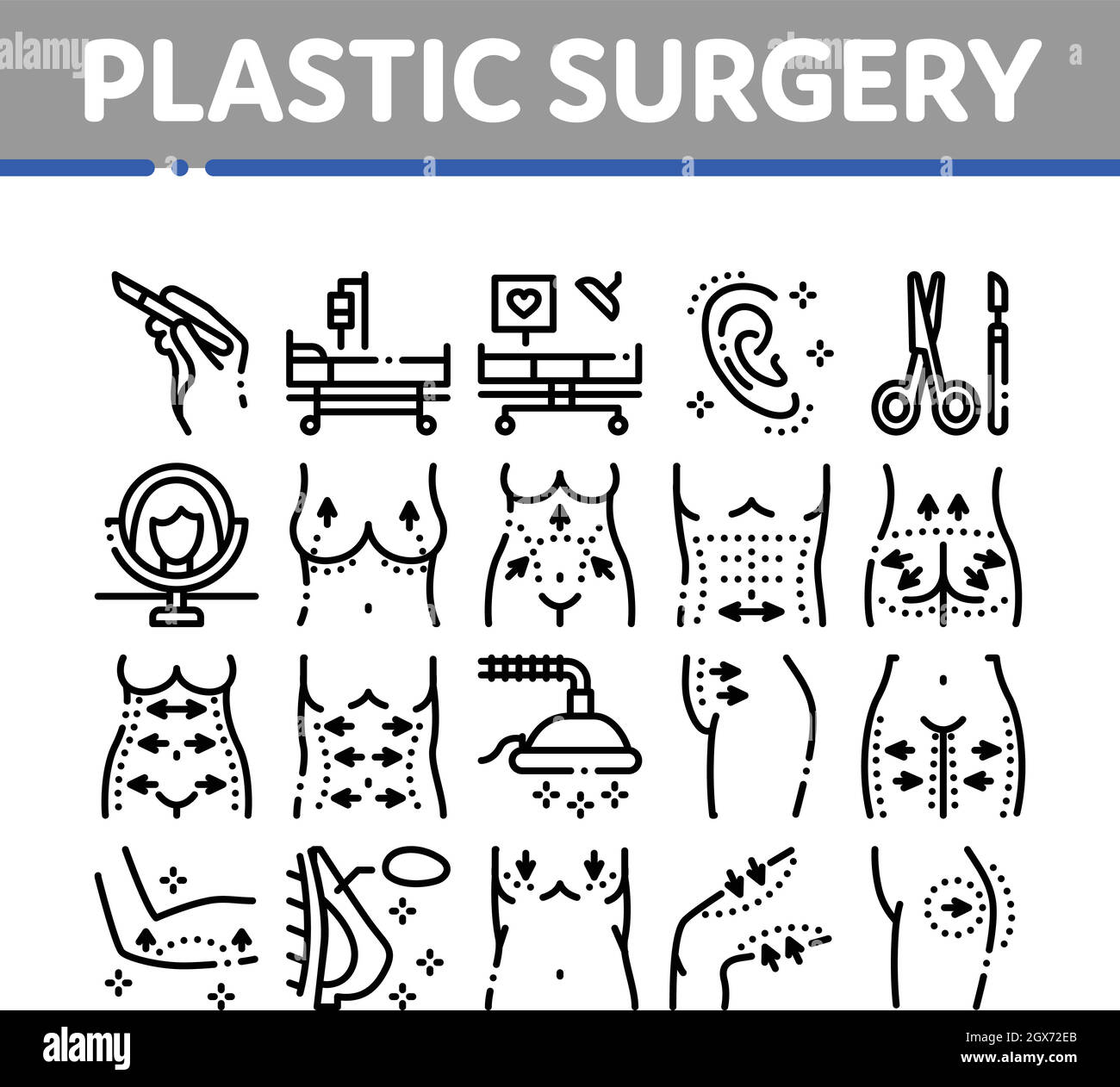 Plastique chirurgie clinique Collection icônes Set Vector Illustration de Vecteur
