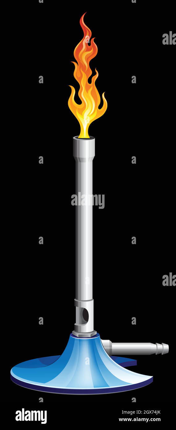 Laboratoire burnsen avec flamme Illustration de Vecteur