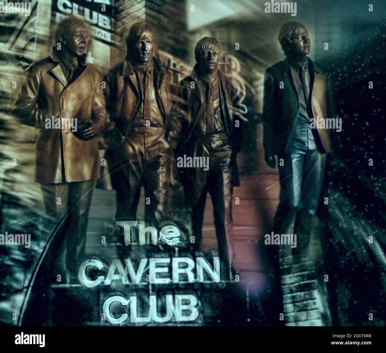 La statue des Beatles, la tête de la jetée, Liverpool Banque D'Images