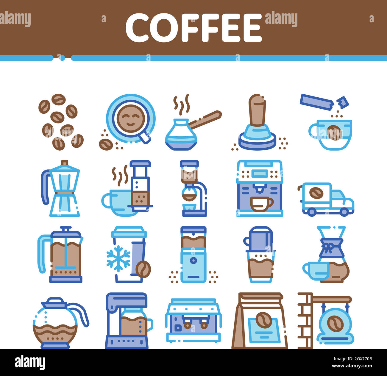 Ensemble d'icônes de la collection Coffee Energy Drink Vector Illustration de Vecteur