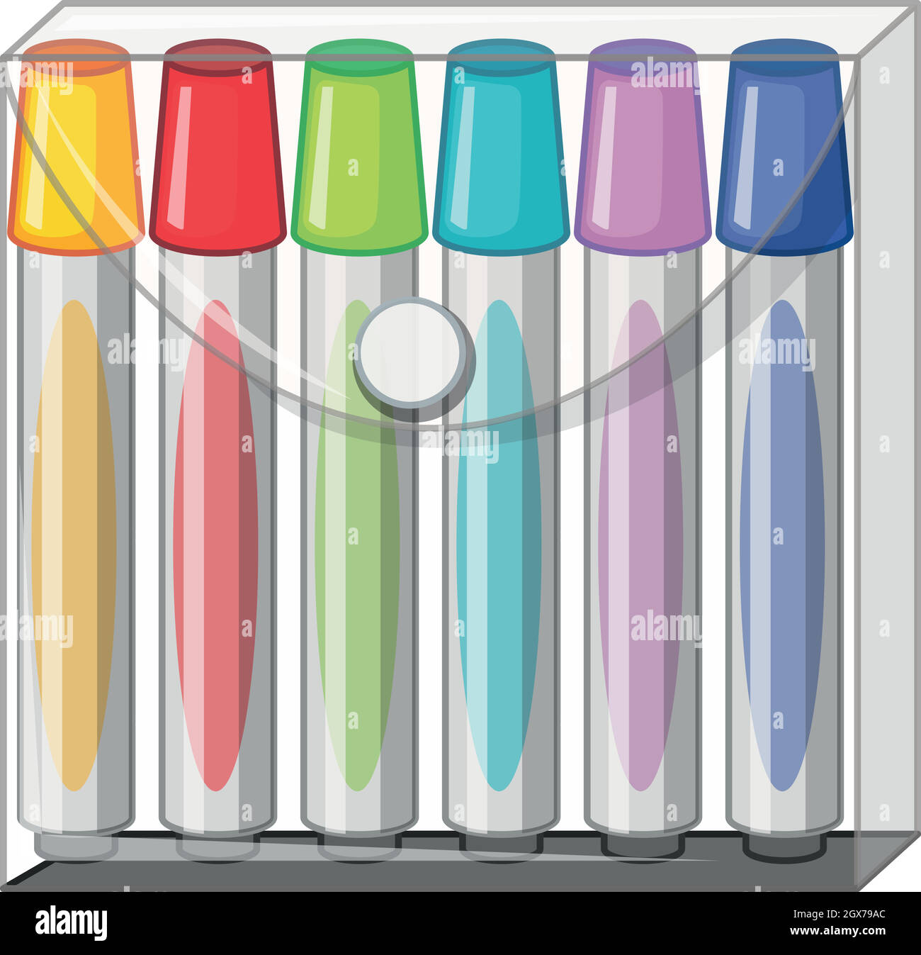Marqueurs de couleur dans un sac en plastique Illustration de Vecteur