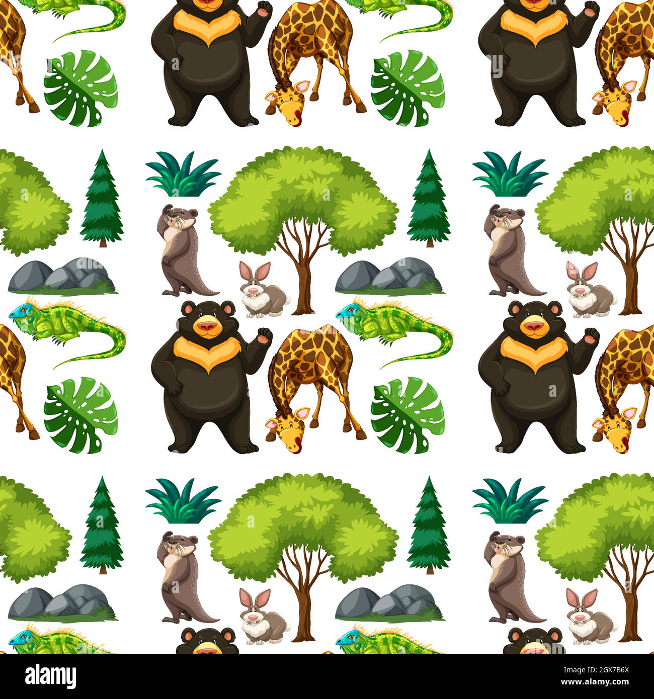 Motif animal safari sans coutures avec joli animal Illustration de Vecteur