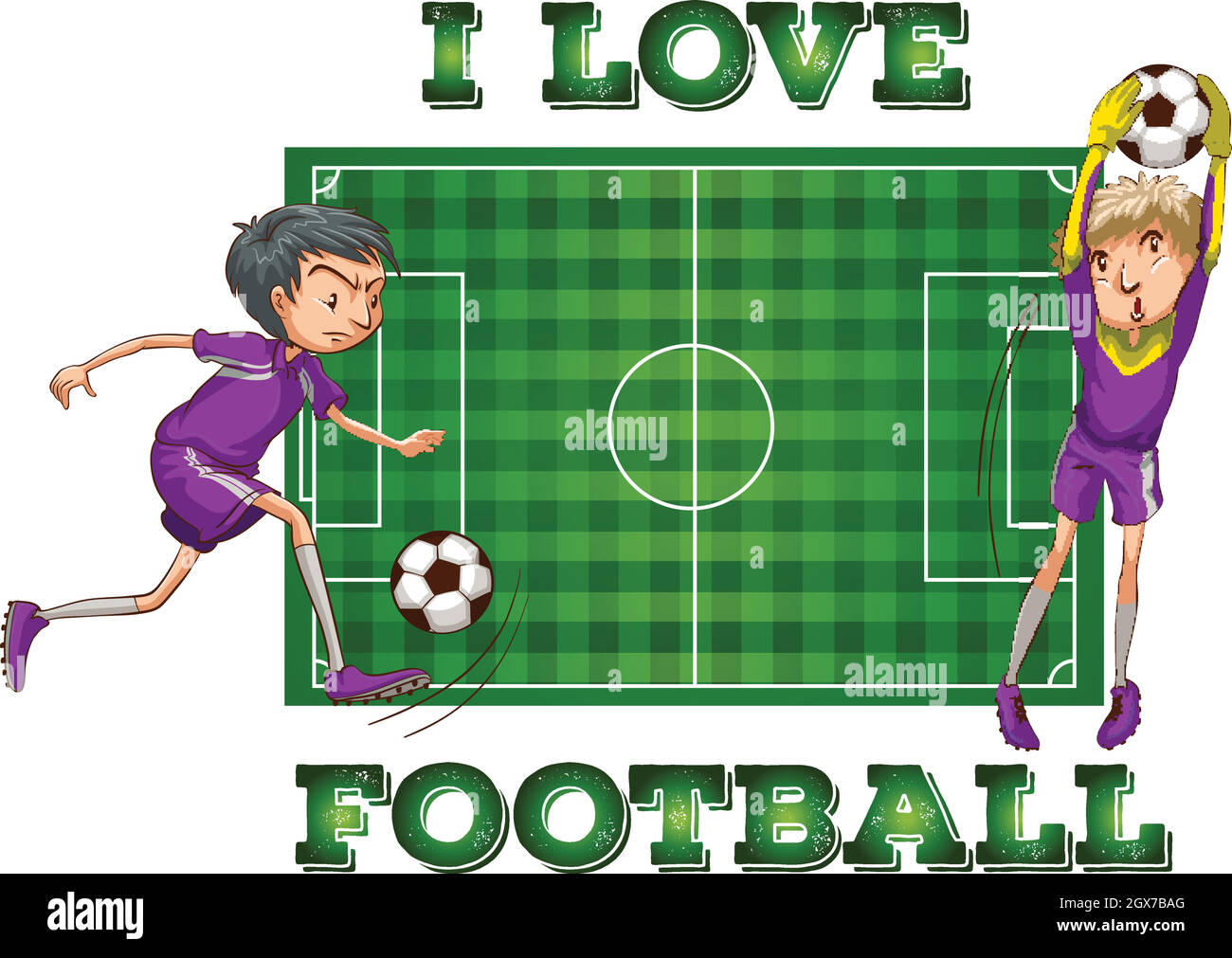 J'adore le football avec les joueurs Illustration de Vecteur