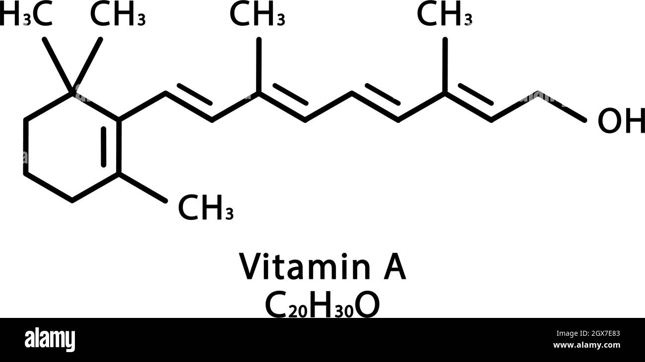 Structure moléculaire du rétinol de la vitamine A. Formule chimique