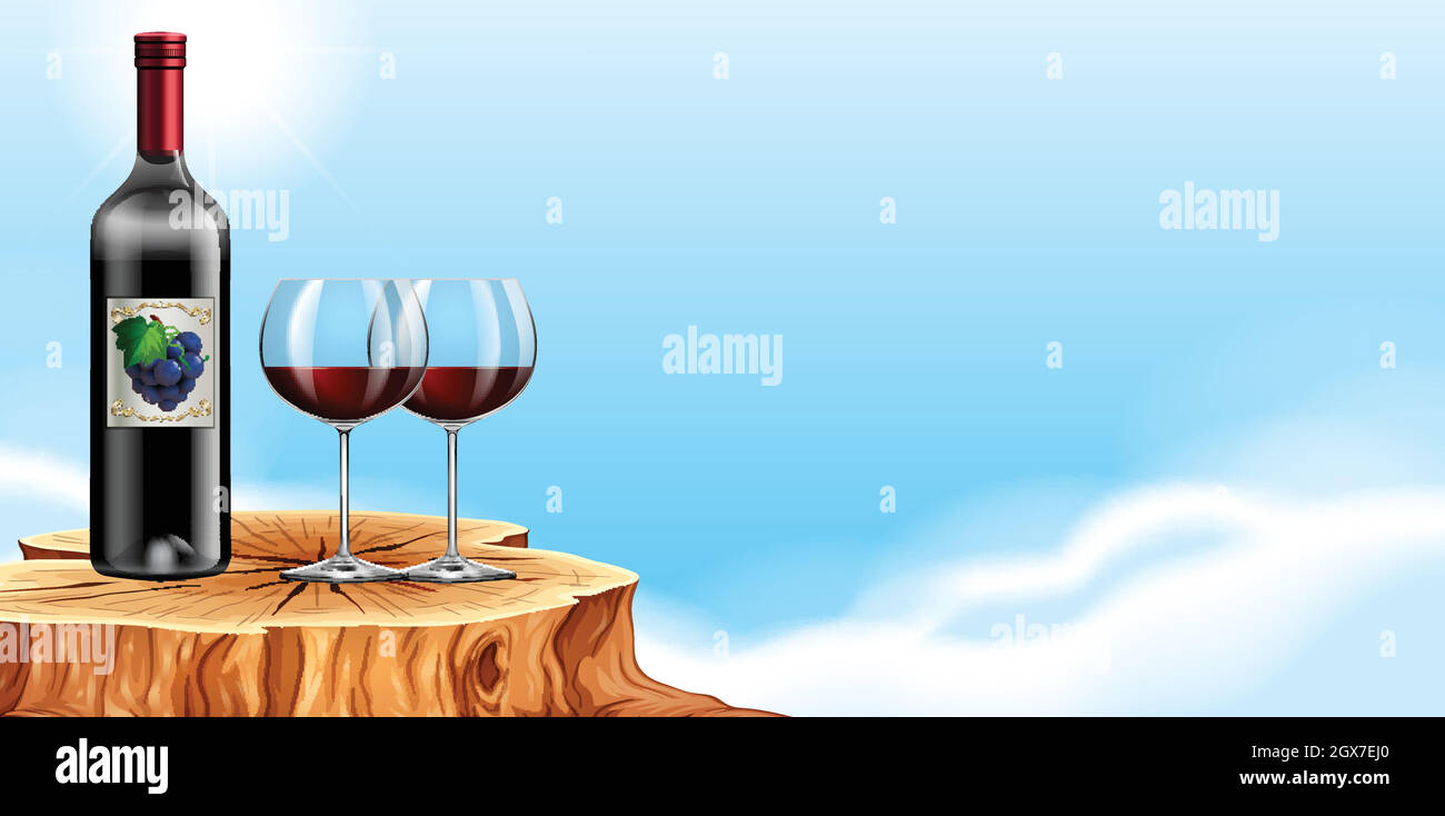 Une bouteille ou un vin rouge Illustration de Vecteur