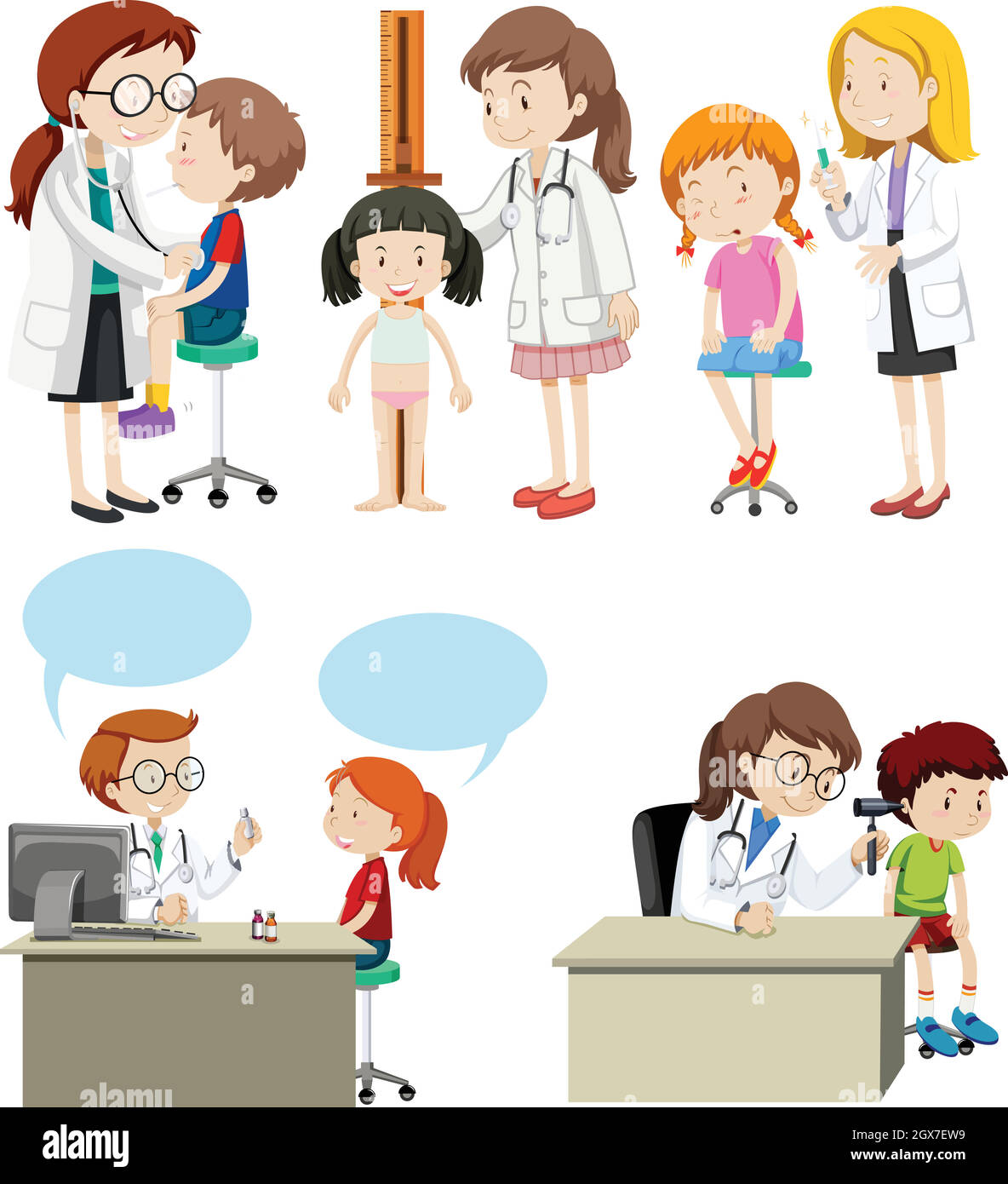 Enfants ayant un soin de santé de docteur Illustration de Vecteur
