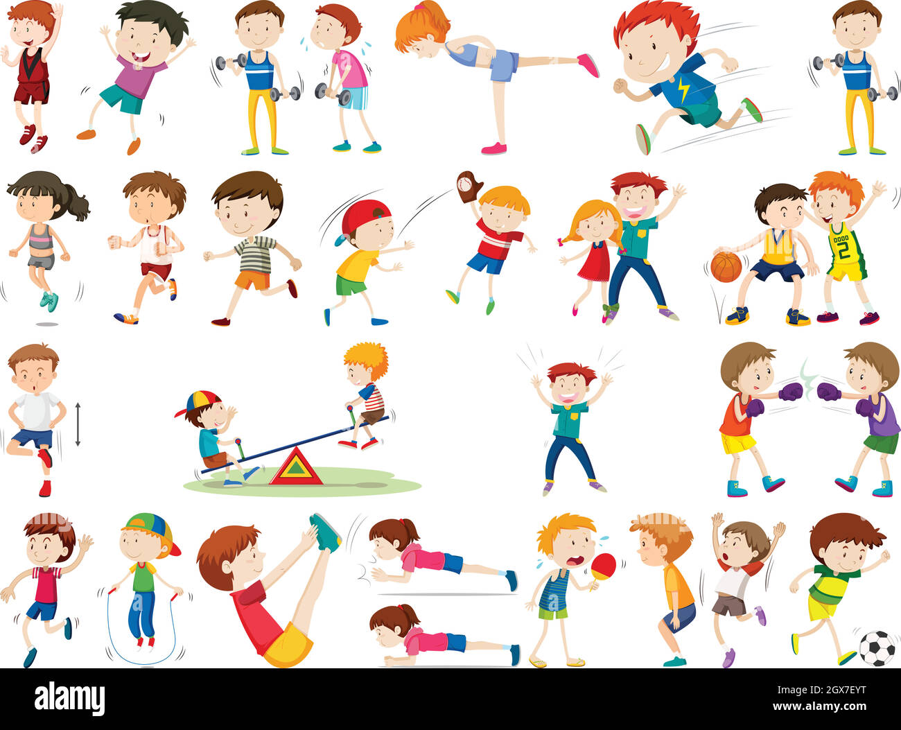 Jeu de caractères d'exercice Illustration de Vecteur