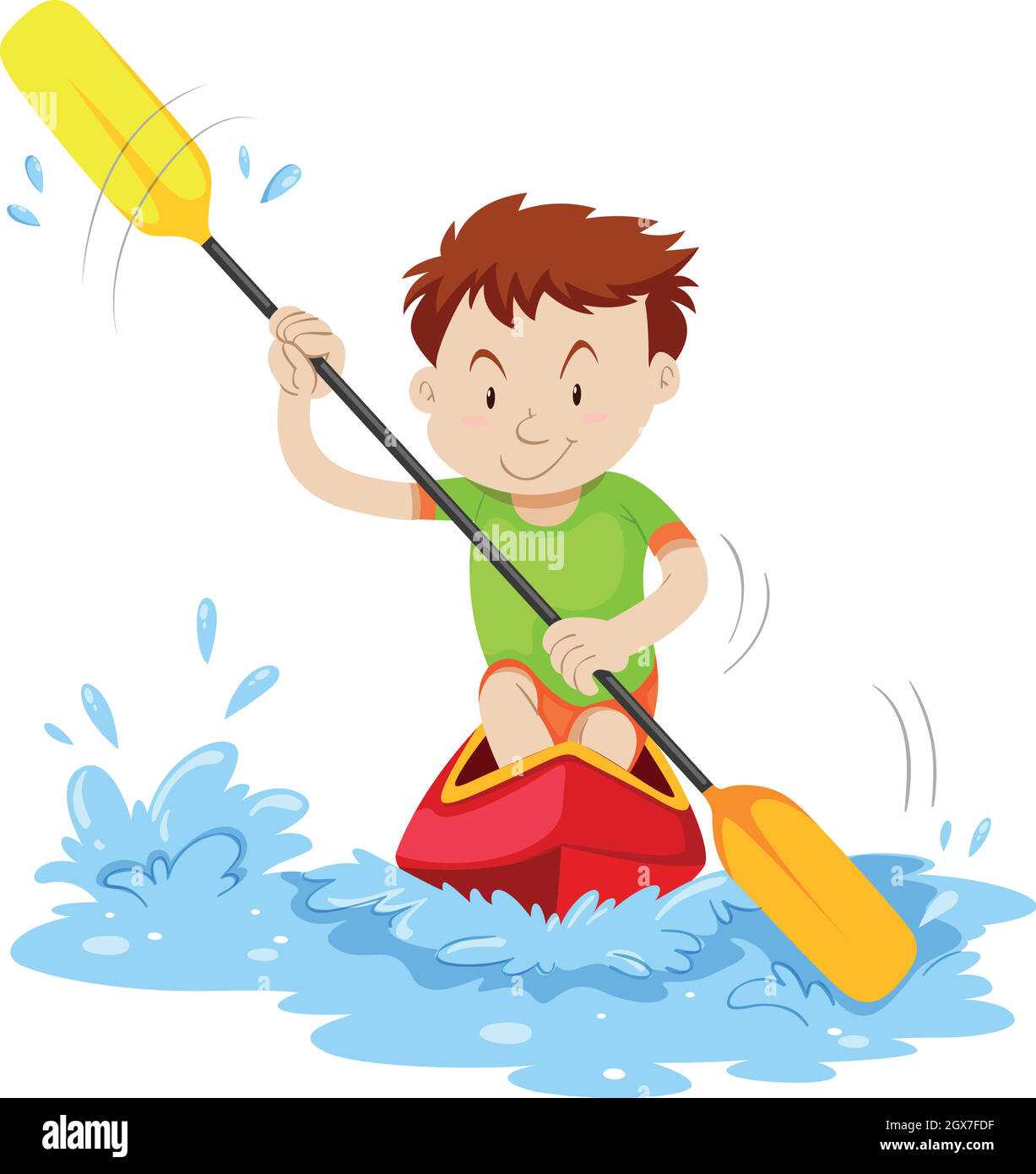 Homme kayak sur la rivière Illustration de Vecteur