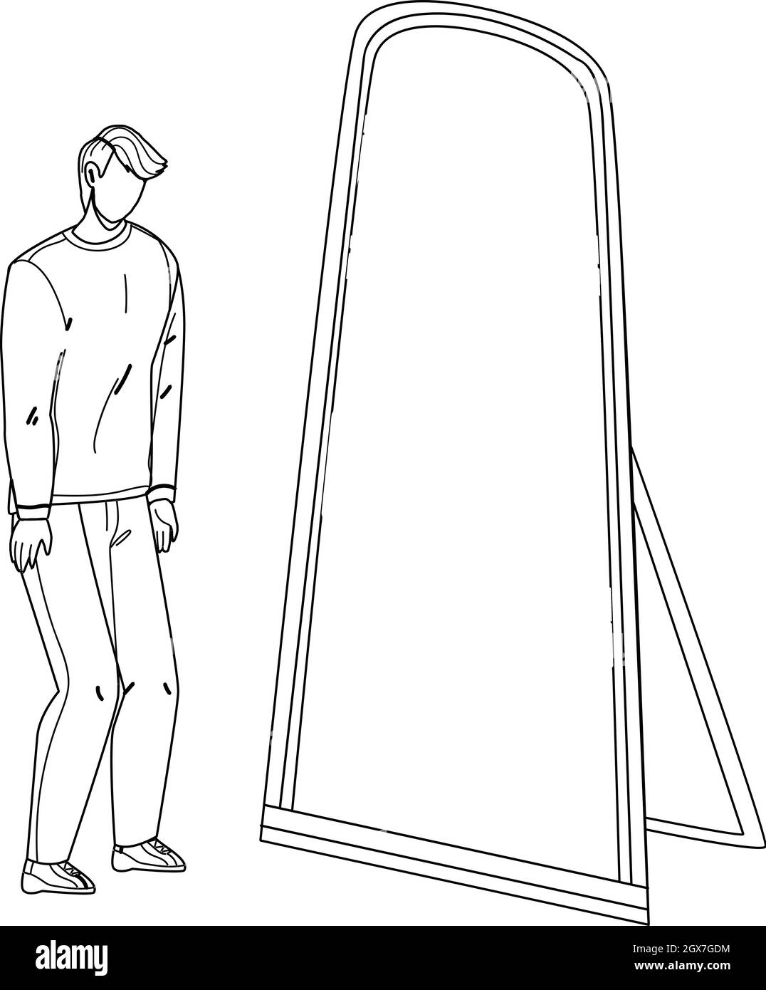 Homme se voyant dans Mirror comme Super Hero Vector Illustration de Vecteur