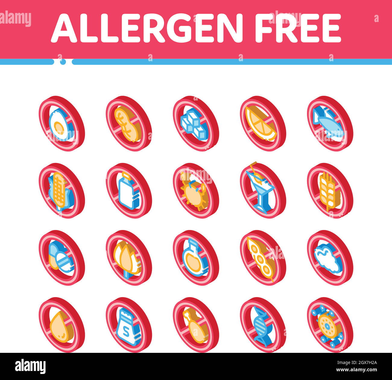 Produits sans allergènes ensemble d'icônes isométriques vectorielles Illustration de Vecteur