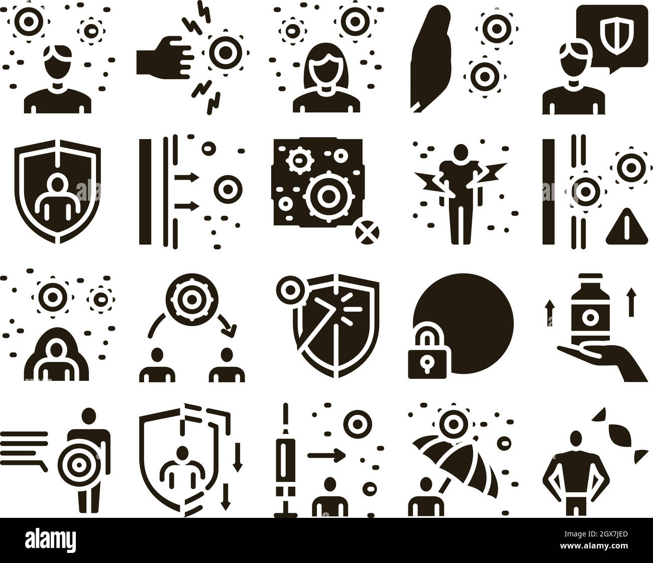 Immunité les icônes de défense biologique humaine permettent de définir le vecteur Illustration de Vecteur