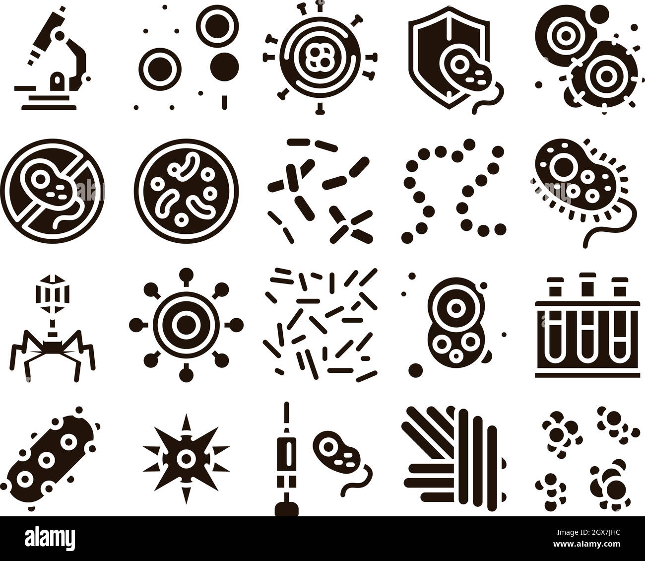 Jeu d'icônes de signe vecteur éléments pathogènes Illustration de Vecteur