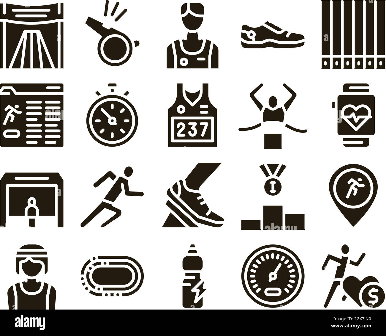 Éléments Collection Marathon Icons Set Vector Illustration de Vecteur