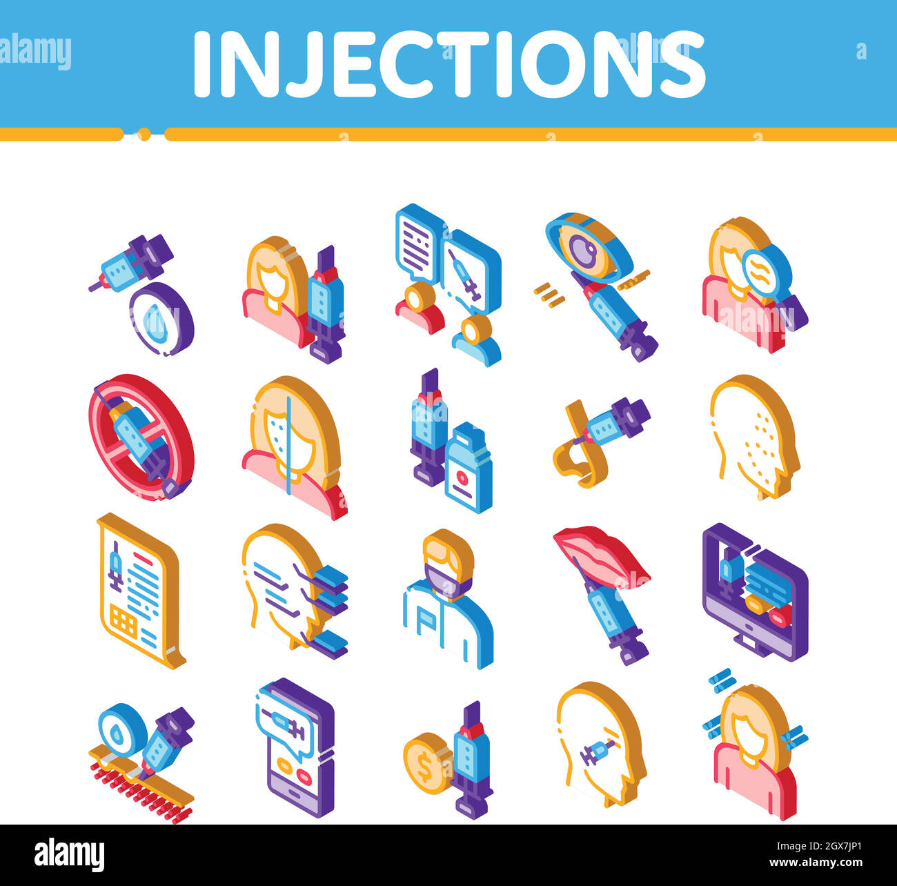 Injections Isométrique icônes définir le vecteur Illustration de Vecteur