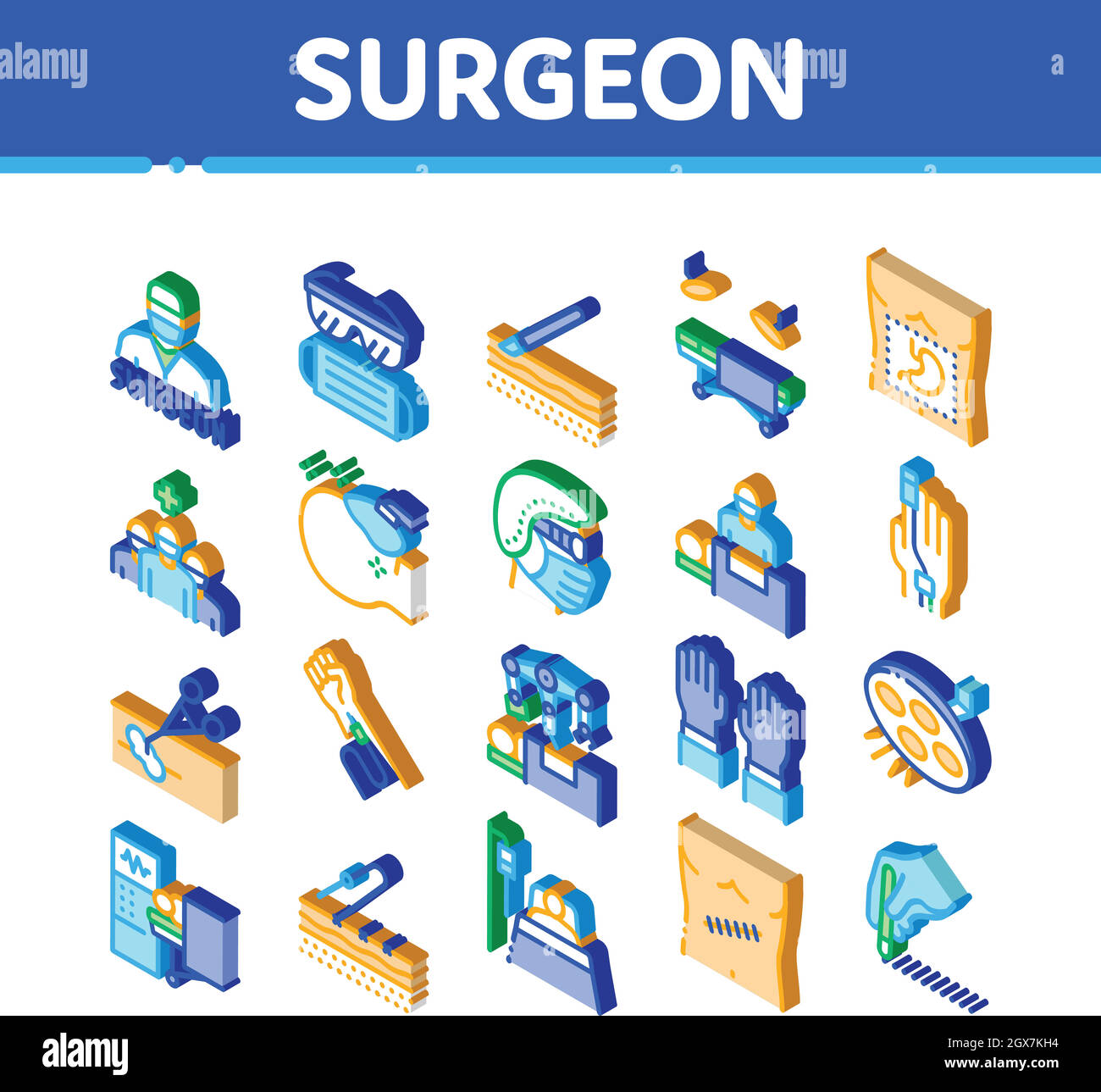 Surgeon Medical Doctor Isometric Icons Set Vector Illustration de Vecteur