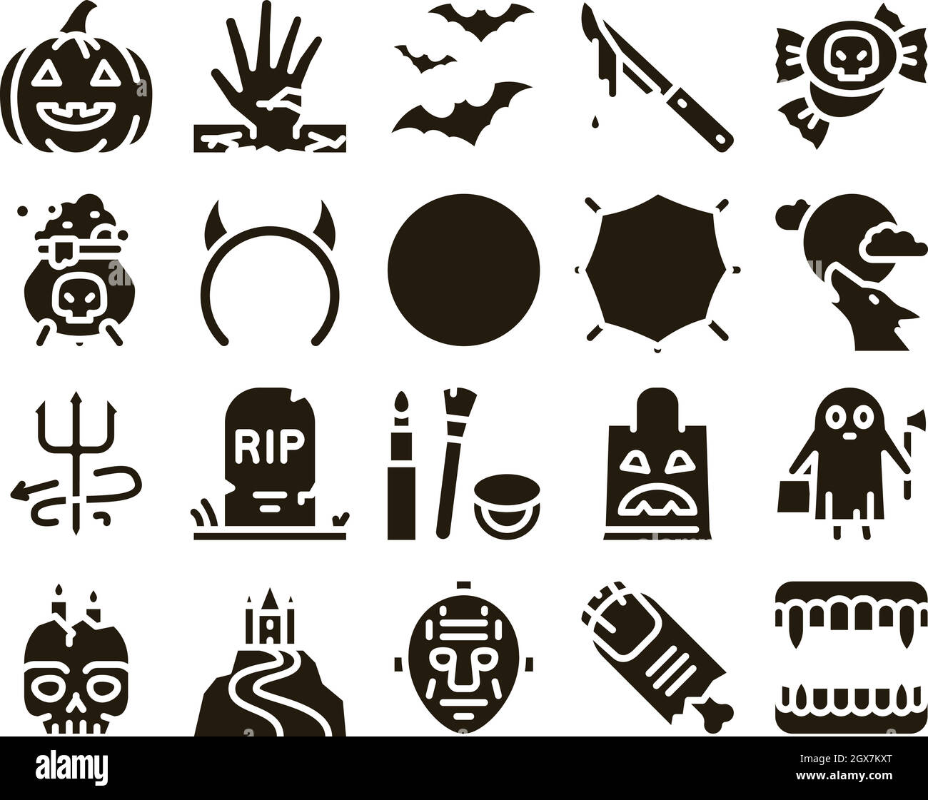 Ensemble de glyphes pour Halloween Celebration Vector Illustration de Vecteur