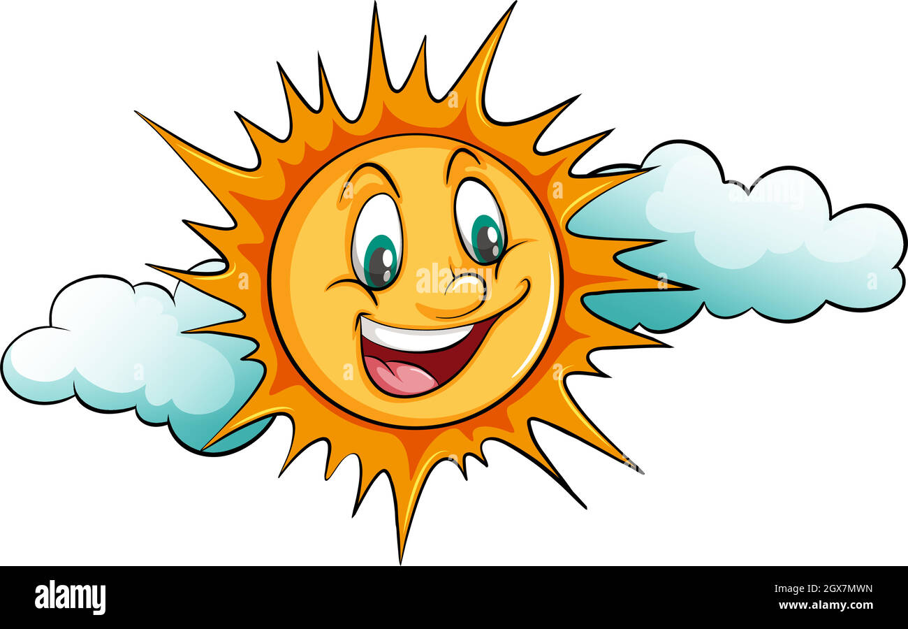 Soleil souriant dans le ciel Illustration de Vecteur