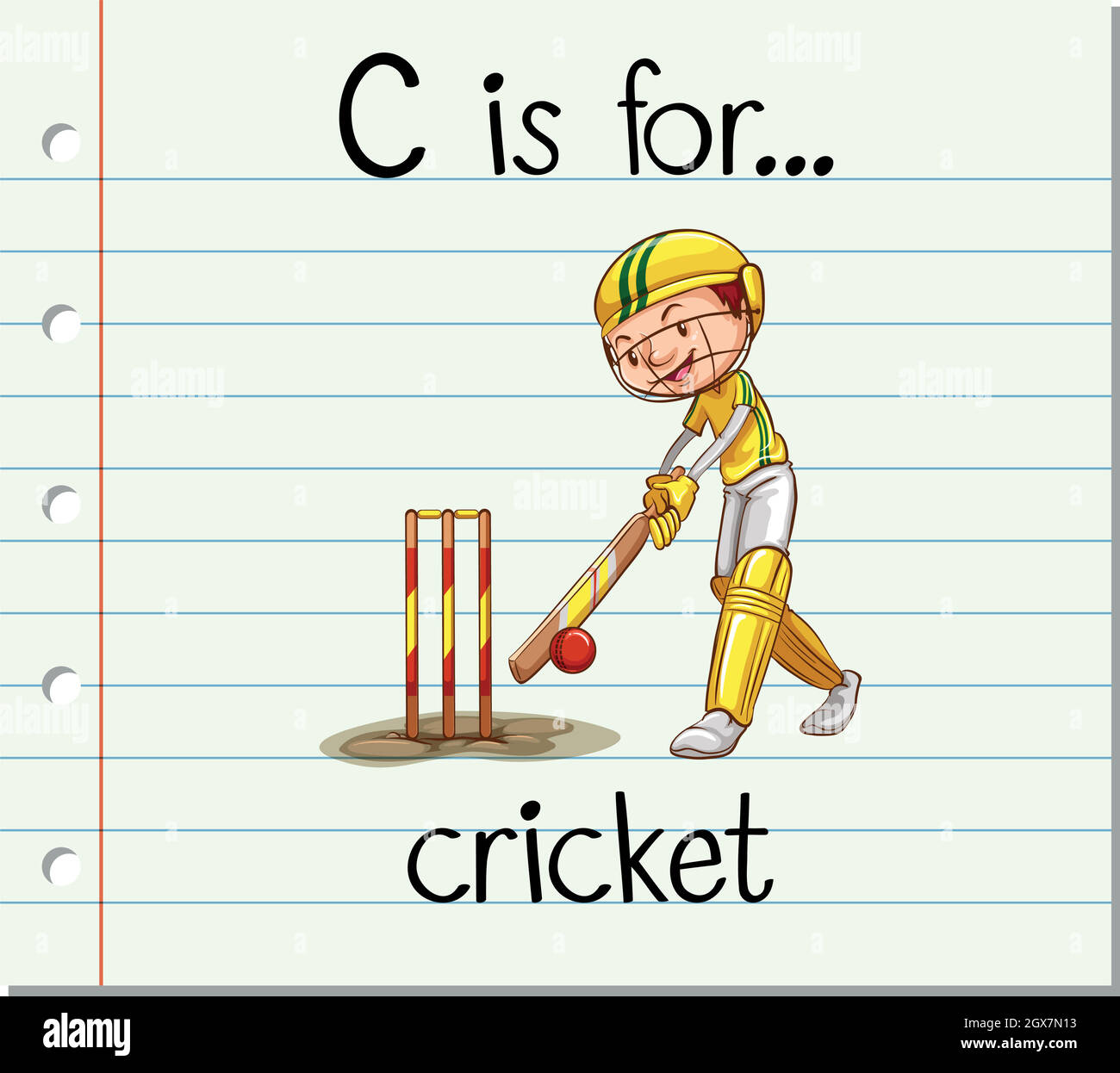 La lettre C du flashcard est destinée au cricket Illustration de Vecteur