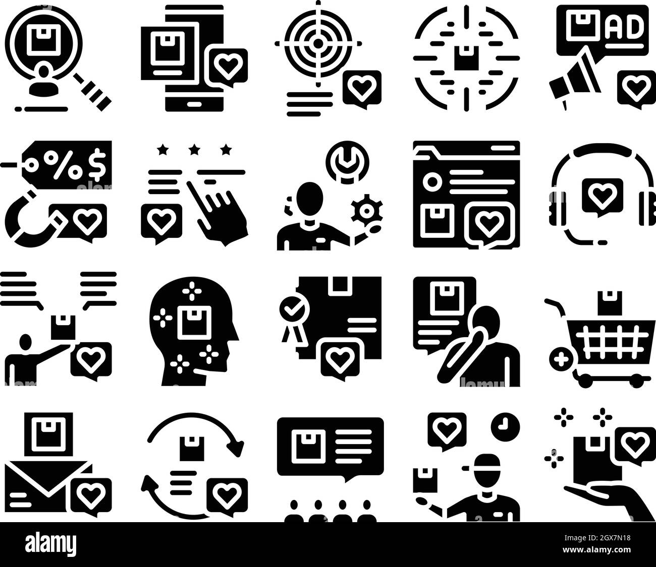 Illustration du vecteur de définition du glyphe du parcours client de l'acheteur Illustration de Vecteur