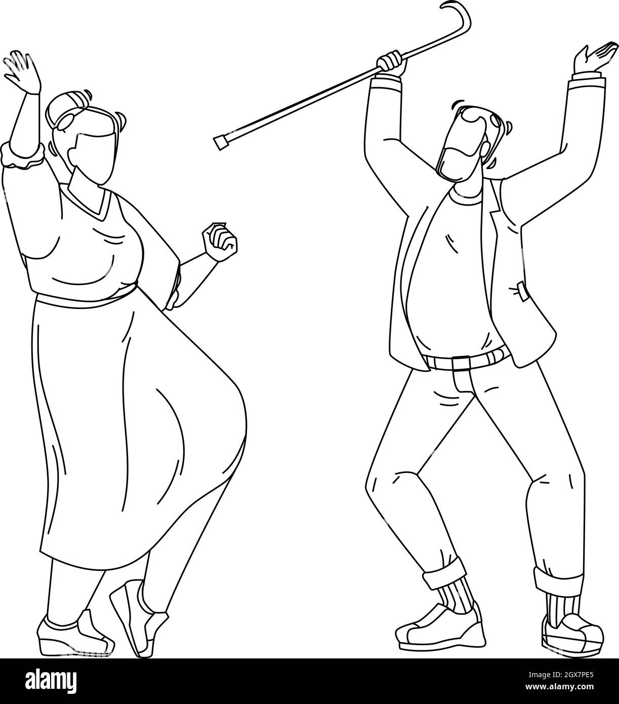 Illustration du vecteur de retraite de style de vie de danse de couple âgé Illustration de Vecteur