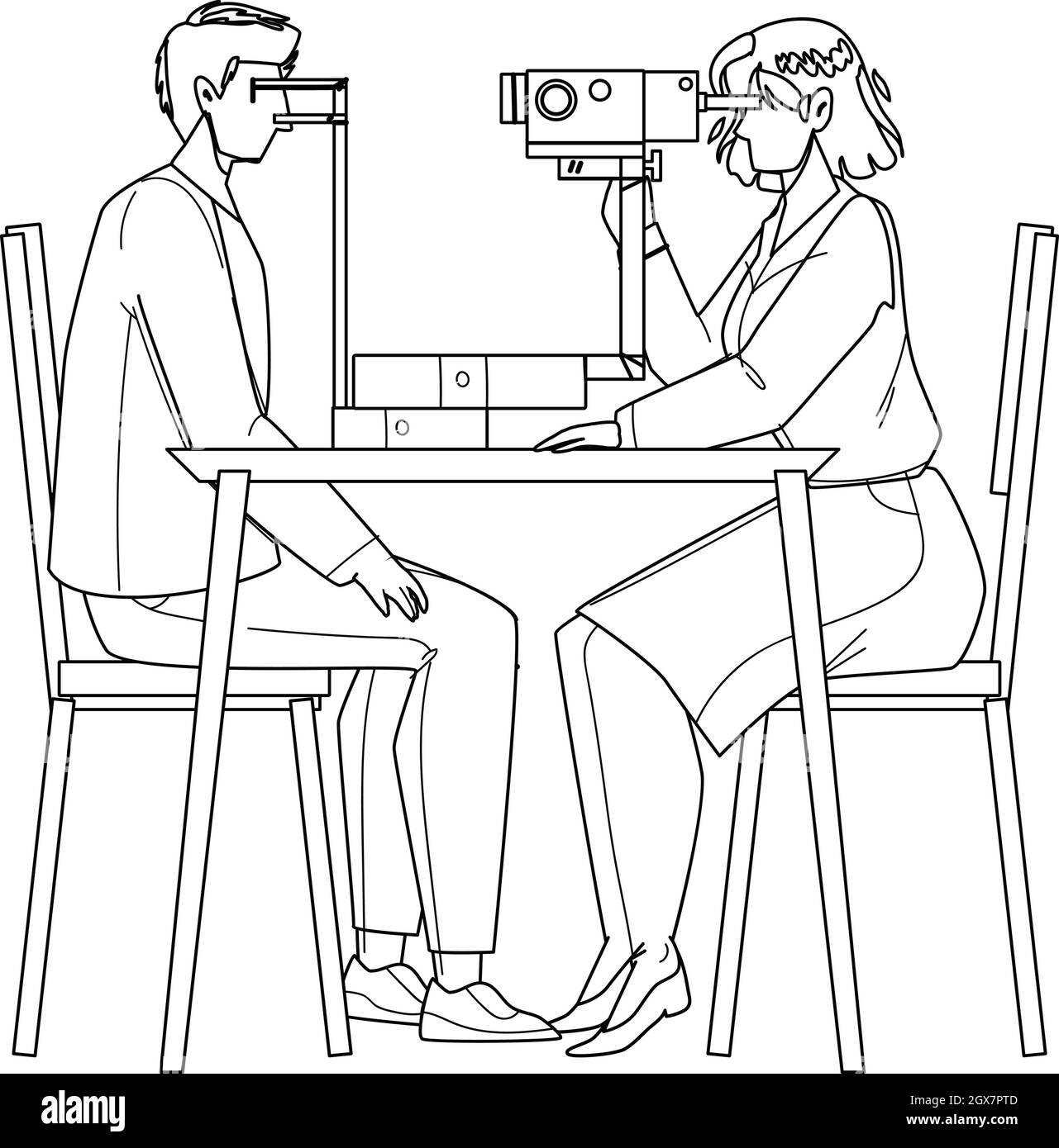 Contrôle oculaire du patient dans le vecteur de l'armoire du médecin Illustration de Vecteur