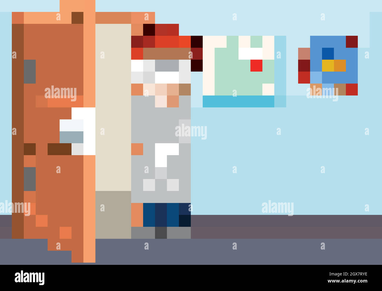 Scène en classe avec professeur de sciences à l'intérieur Illustration de Vecteur