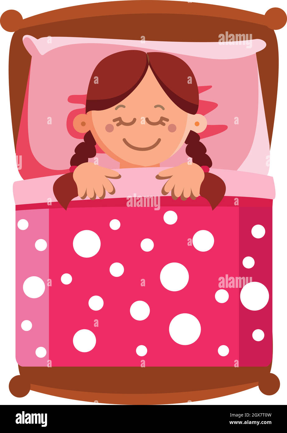 Petite fille dormant dans le lit, Sweet Dreams Vector Illustration de Vecteur