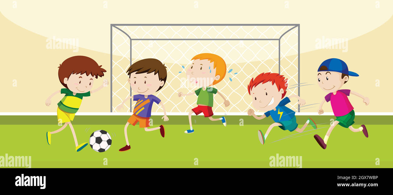 Garcons Qui Joue Au Soccer Dessin Banque Dimages Vectorielles Alamy