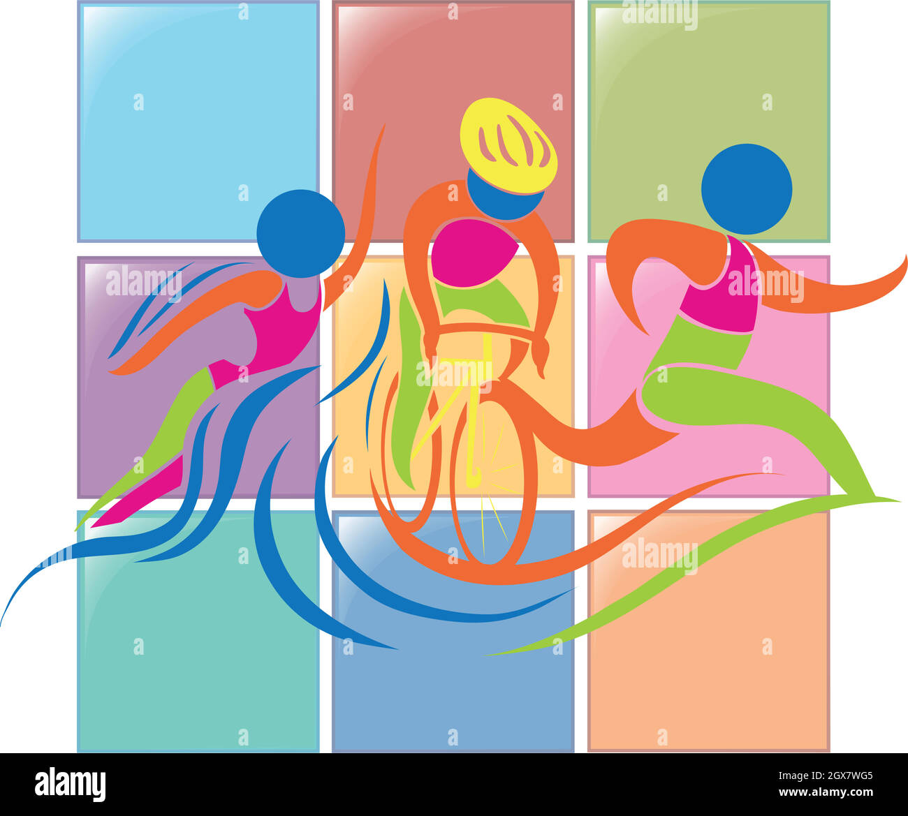 Design emblématique du sport pour le triathlon Illustration de Vecteur