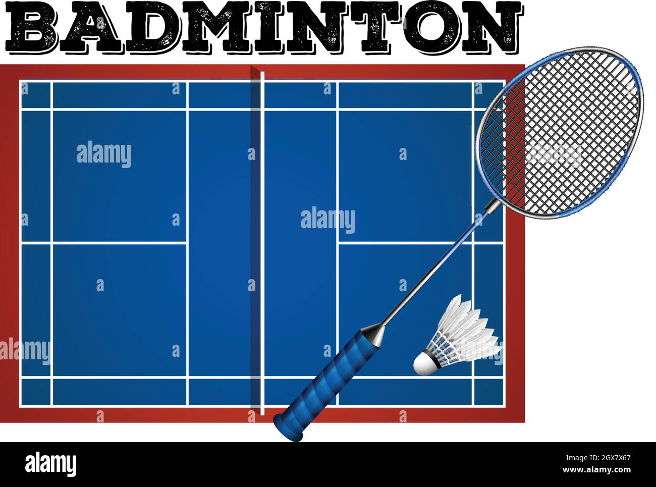 Terrain et équipement de badminton Illustration de Vecteur