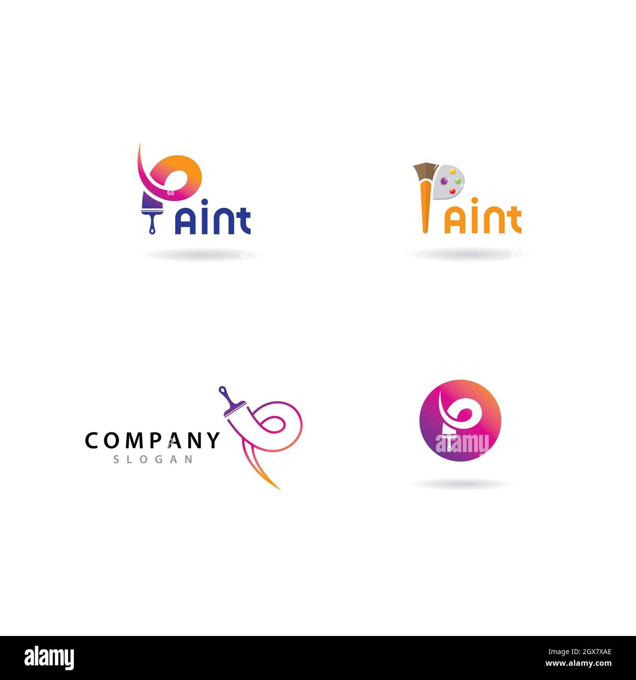 Modèle de logo de peintre conception de jeu d'icônes vectorielles Banque D'Images