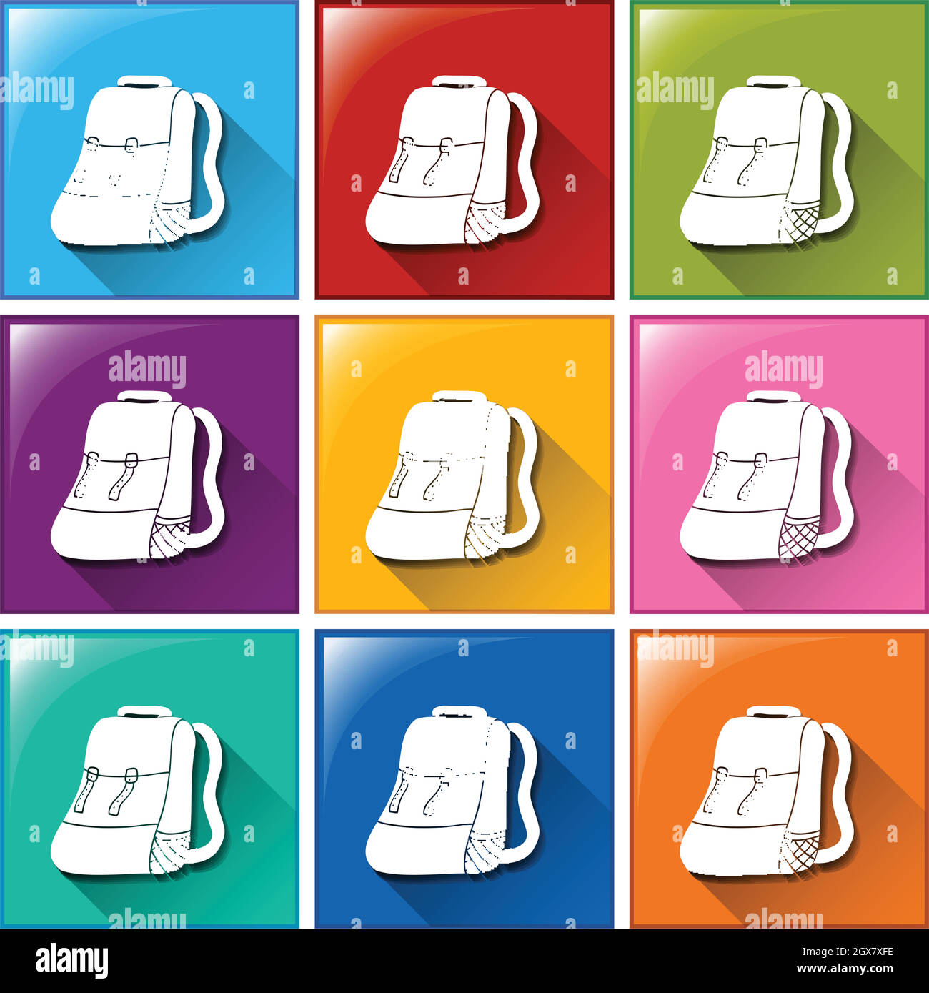 Icônes des sacs de camping Illustration de Vecteur