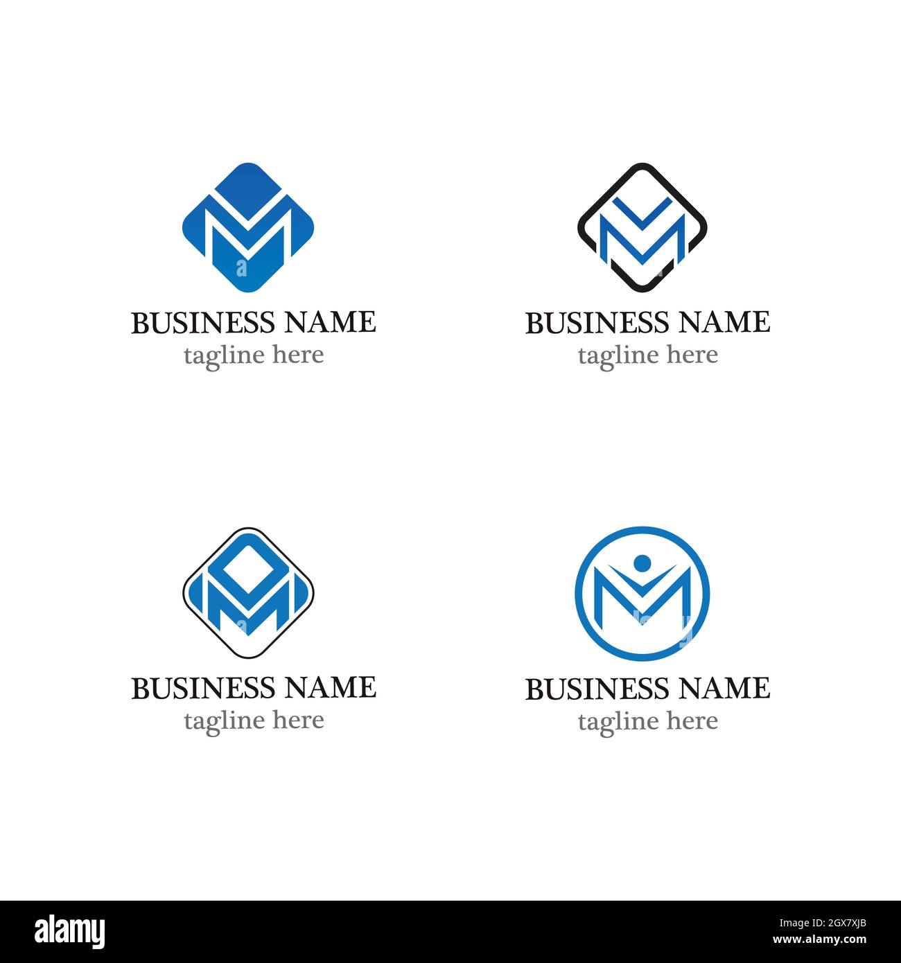 M jeu d'icônes vectorielles de modèle professionnel de logo lettre Banque D'Images