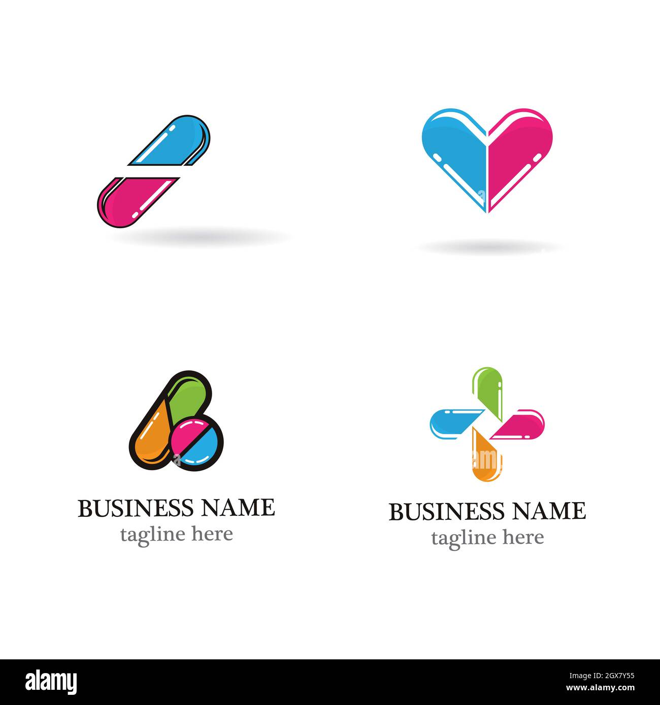 Modèle de logo de la pharmacie – ensemble d'icônes vectorielles Banque D'Images