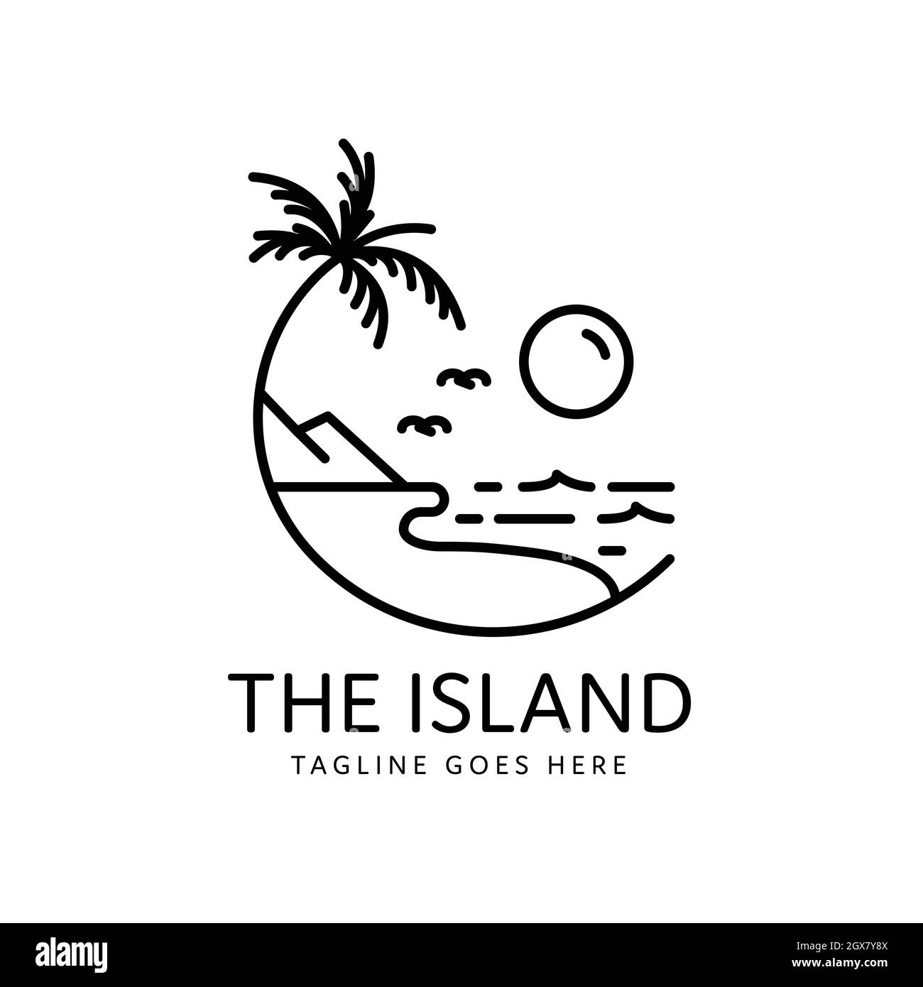 style monoline style paradis tropical d'été Illustration de Vecteur