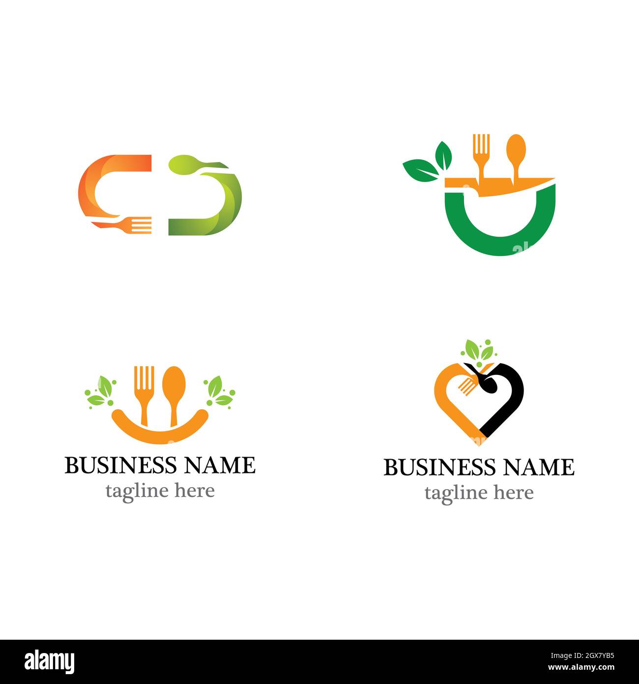 Modèle de logo alimentaire motif vectoriel de jeu d'icônes Banque D'Images