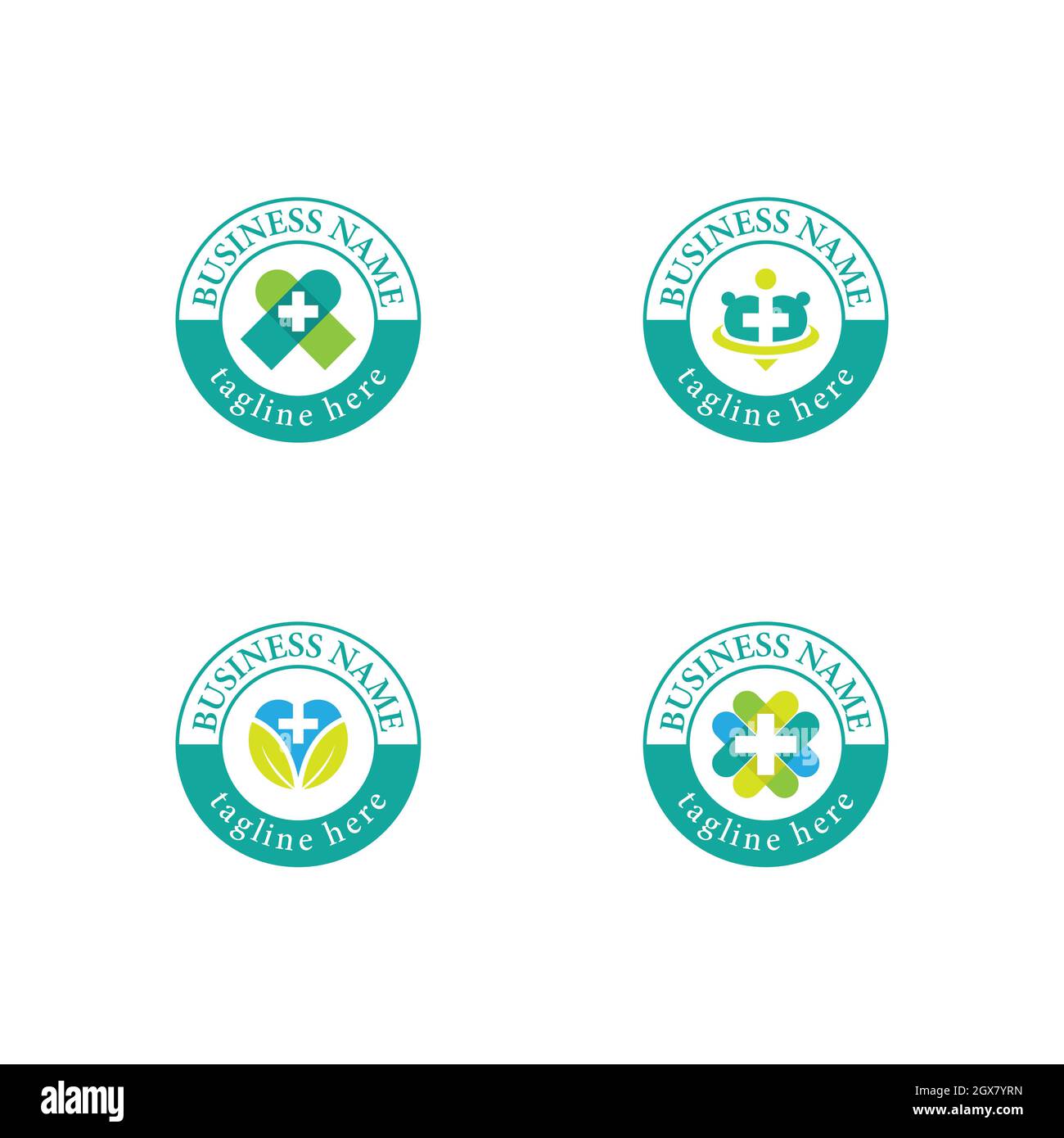 Modèle de croix de logo médical conception de l'ensemble d'icônes vectorielles Banque D'Images