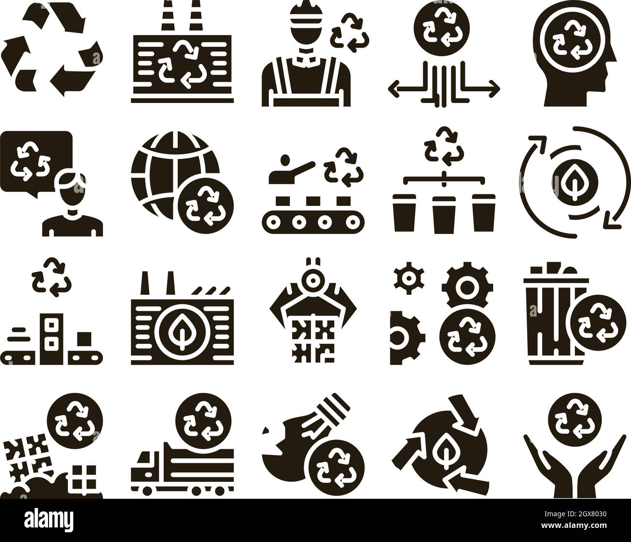 Recycler les icônes de l'industrie écologique usine définir le vecteur Illustration de Vecteur