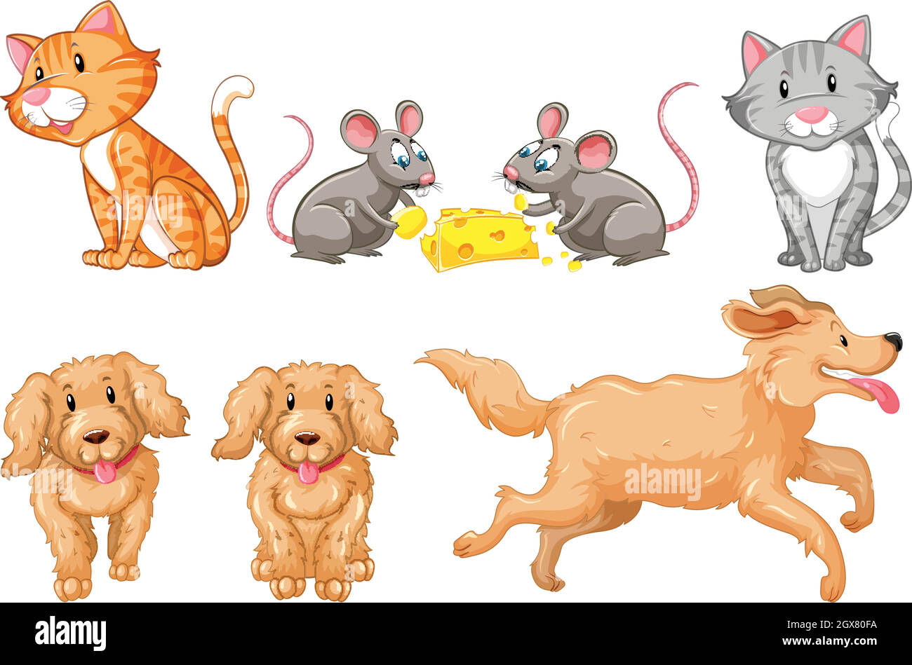 Ensemble de chiens et de chats Illustration de Vecteur