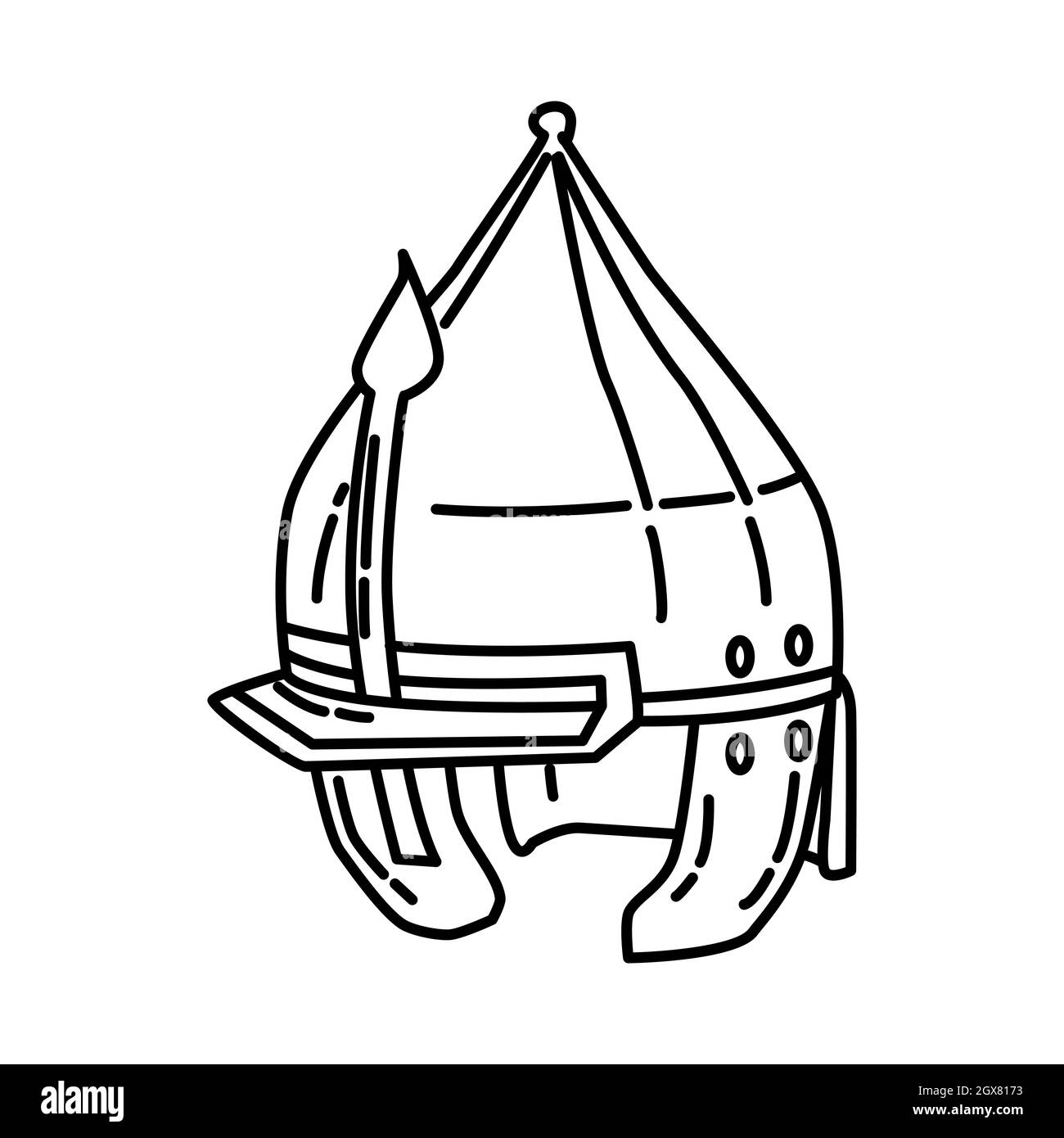 L'Histoire de la guerre islamique Helmet une partie des objets historiques musulmans dessiné à la main icône Set Vector. Illustration de Vecteur
