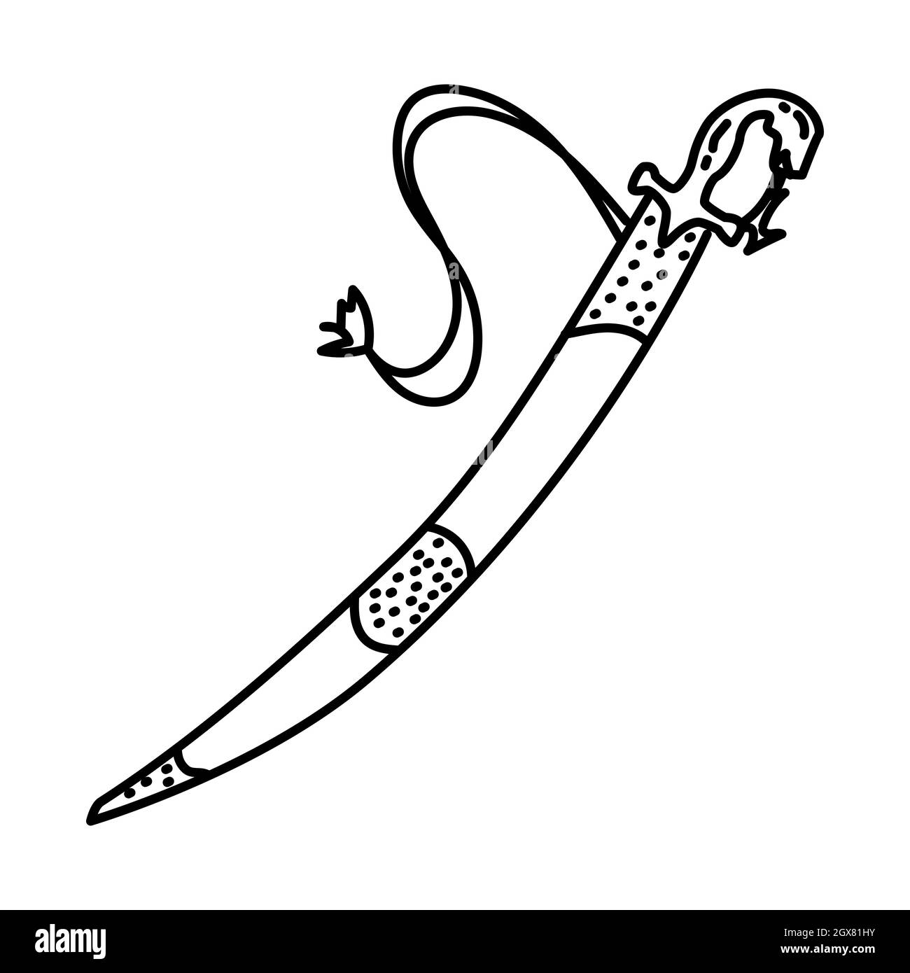Épée impériale ottomane partie des objets historiques musulmans dessin à la main icône ensemble vecteur. Illustration de Vecteur
