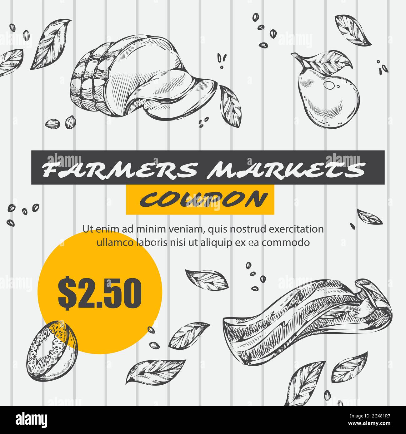 Les agriculteurs marchés des coupons et des rabais nouvelles ventes Illustration de Vecteur