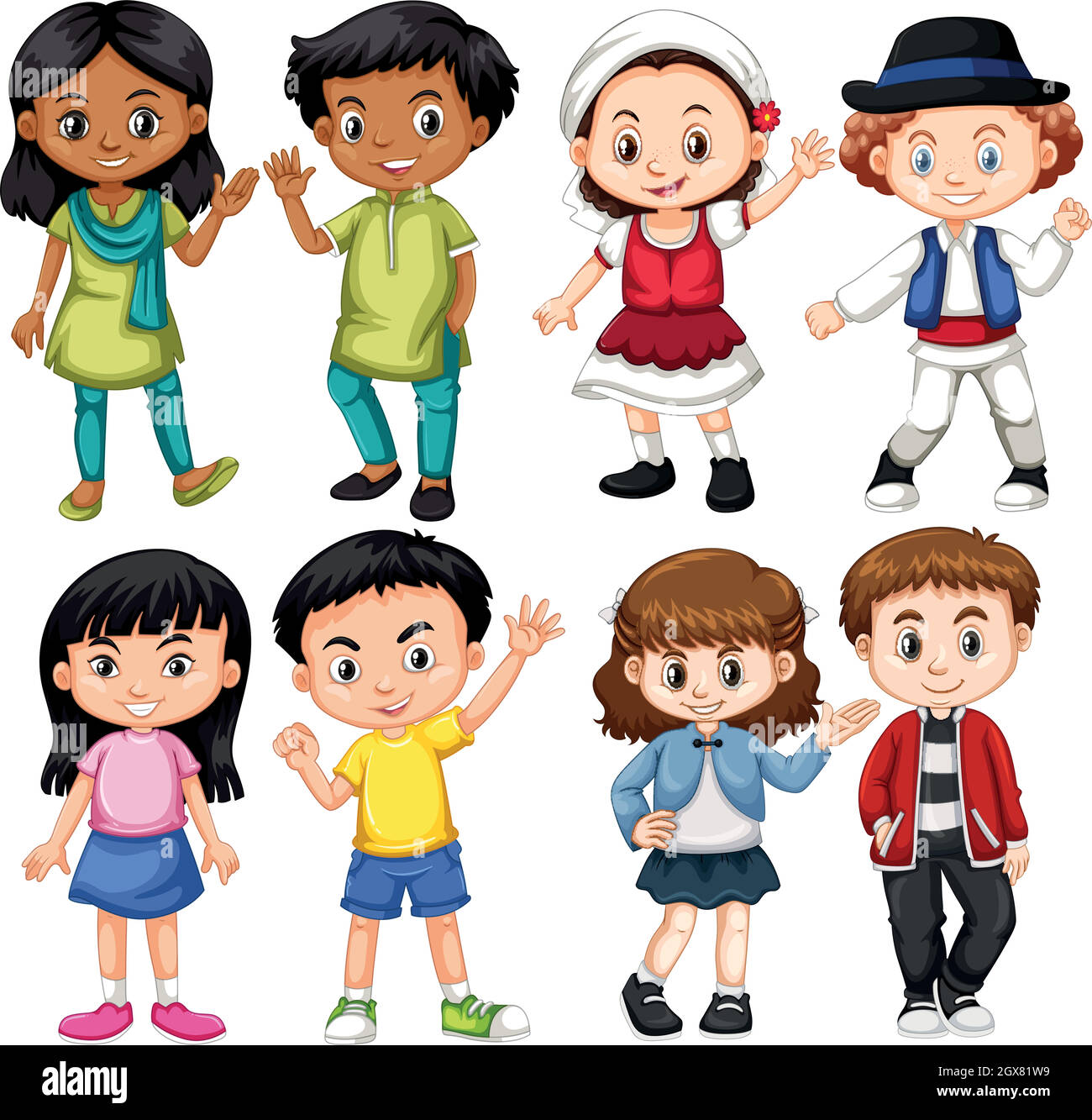 Groupe d'enfants d'internation Illustration de Vecteur