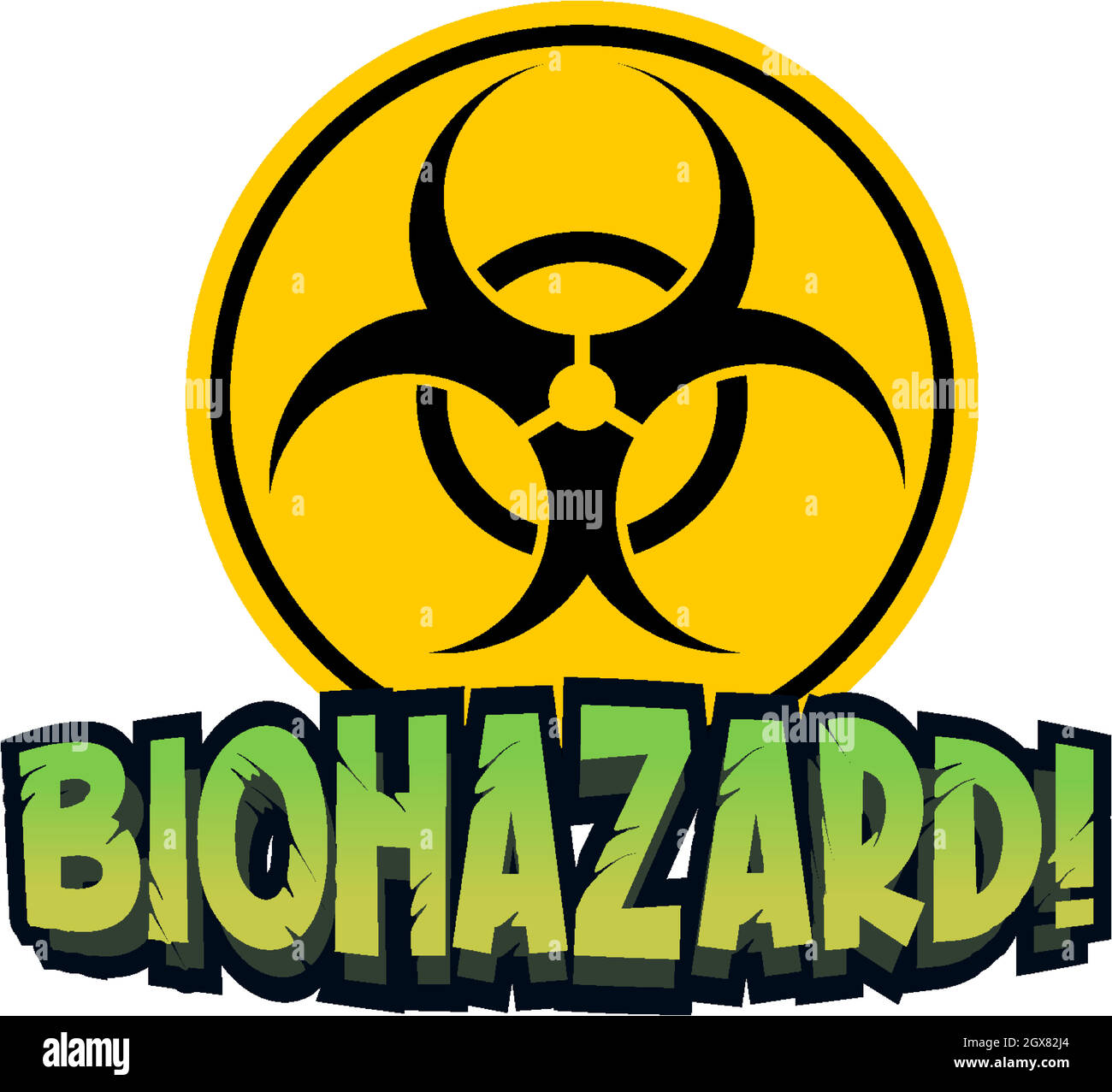 Police de caractères pour le mot biohazard et le signe jaune Illustration de Vecteur