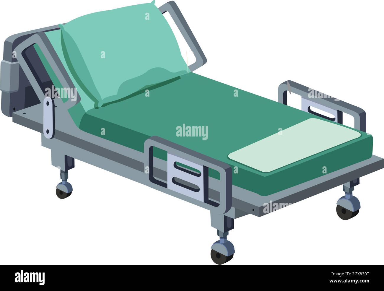 Un lit d'hôpital moderne sur fond blanc Illustration de Vecteur